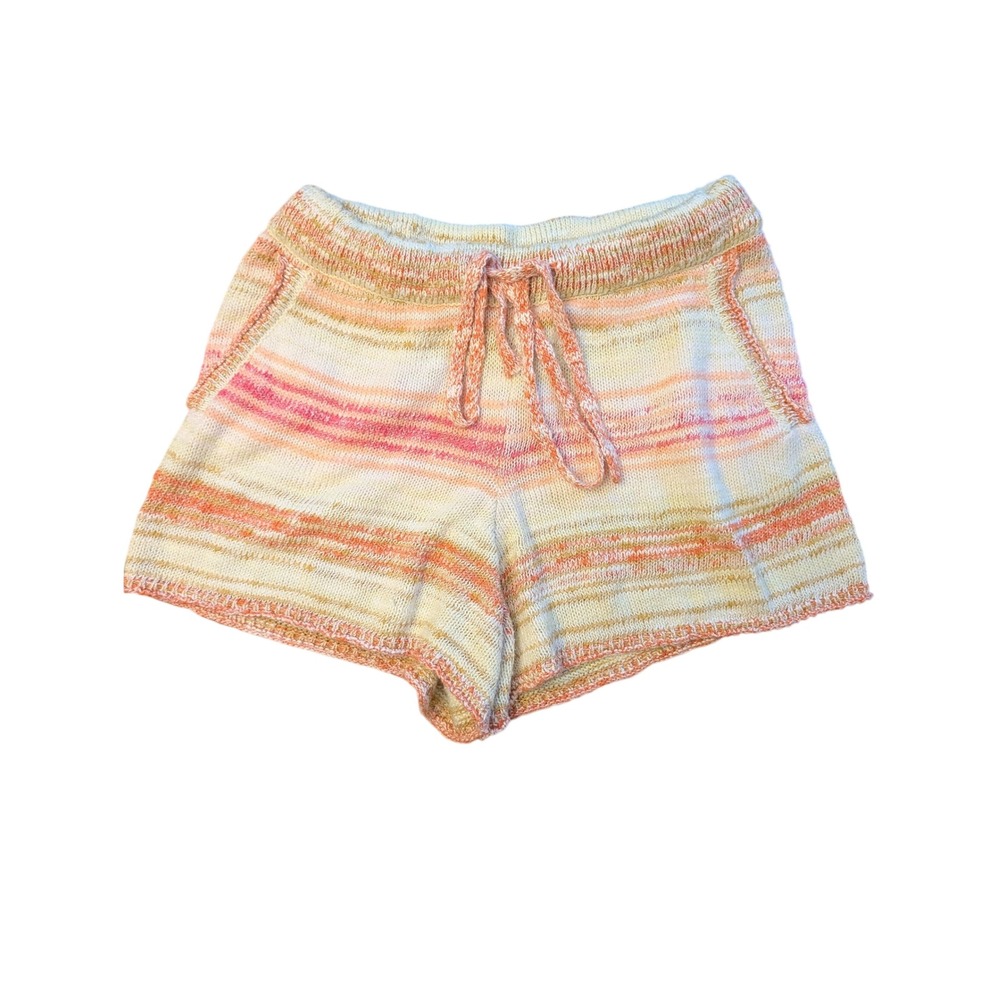 Daily Practice Knit Shorts‎ Womens S Orange Striped Drawstring Anthropologie